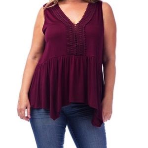 Betsy Red Couture Sleeveless Babydoll Crochet Top